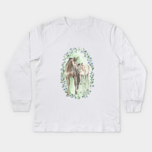 Horse family Kids Long Sleeve T-Shirt